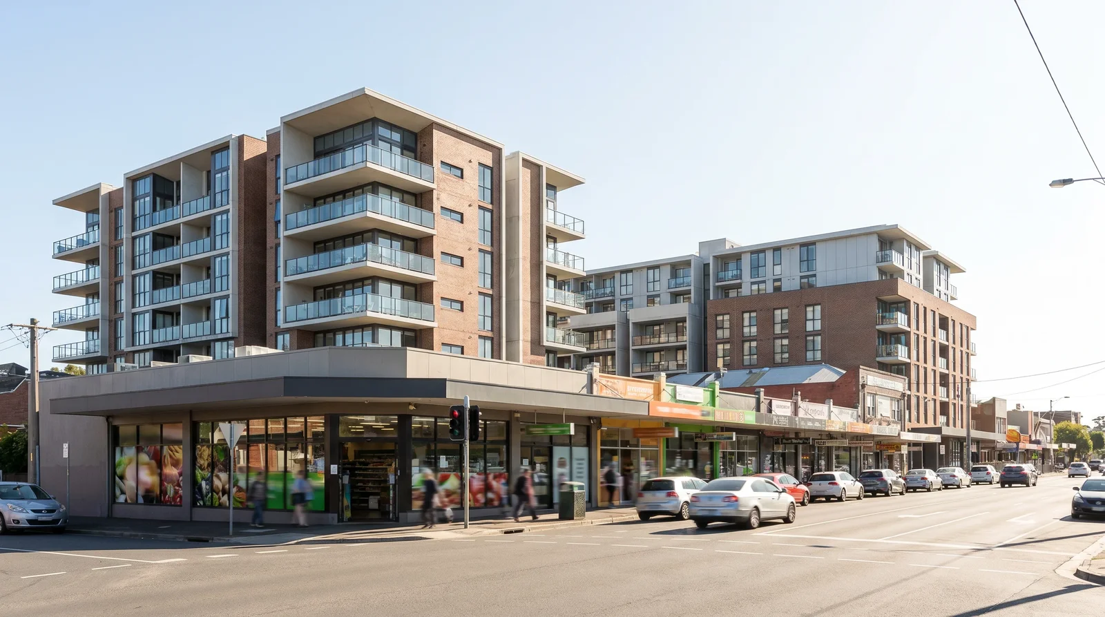 A street scene in Clayton, Melbourne south-east